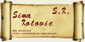 Sima Kolović vizit kartica